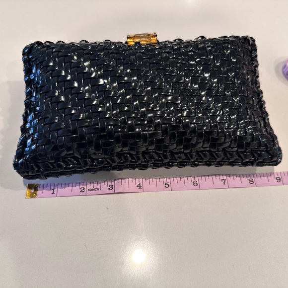 Ronora‎ Rodo Black Woven Clutch with Gold Clasp
